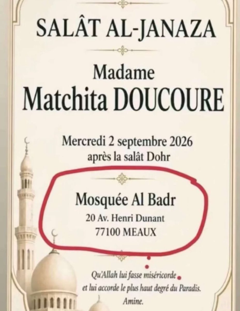 PropAliente's tweet photo. salam aleykoum la famille, la janaza la sœur d’un proche décédée récemment pendant un accouchement a lieu mercredi In Shaa Allah, qu’Allah lui fasse miséricorde https://t.co/CjwoNEirrN
