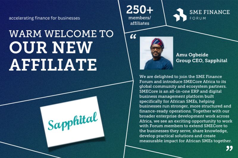 sapphital's tweet photo. Sapphital has joined the SME Finance Forum as an affiliate.

Sixteen years of digital transformation work across Africa's SME and enterprise space sits behind this. Building platforms with governments, development partners, and financial institutions. https://t.co/UswS5WJg1s