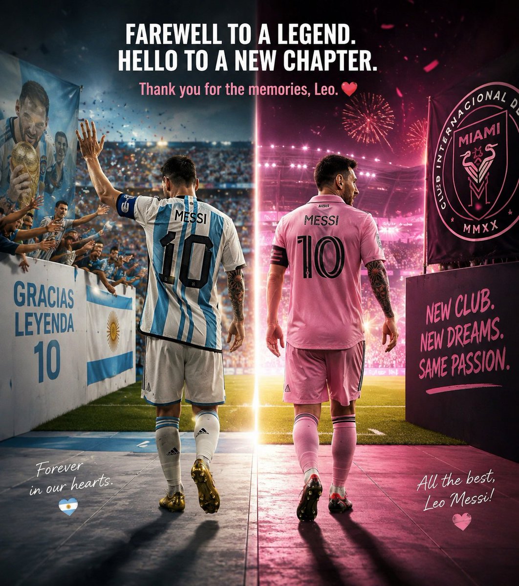 Apu8902's tweet photo. Farewell, Leo Messi. 🇦🇷💔
From wearing Argentina’s No. 10 to creating magic in Inter Miami’s pink — every chapter has been unforgettable.
Thank you for the memories, the tears, the trophies and the dreams. 🐐❤️
Gracias, Leyenda.
#Messi #GraciasMessi #Argentina #InterMiami #GOAT https://t.co/PH4vdJej7a