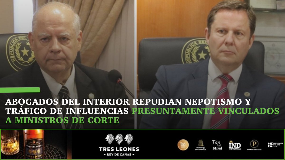 observapy's tweet photo. [EN DETALLE] 🟩 Las presuntas prácticas de nepotismo, tráfico de influencias, favoritismos y conductas incompatibles con la ética judicial, atribuidas a ministros de la Corte Suprema de Justicia de nuestro país, fueron duramente repudiadas y criticadas por la Unión de Asociaciones de Abogados del Interior del Paraguay (UNABIP), a través de un comunicado institucional.

NOTA:  https://t.co/vcDreO2vCW