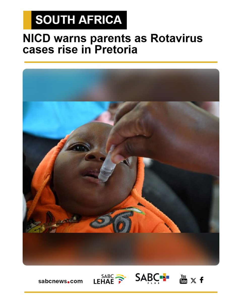 SABCNews's tweet photo. The National Institute for Communicable Diseases has issued a warning to parents of children under the age of five to be on the lookout for symptoms of Rotavirus - a common childhood diarrhoeal infection.
https://t.co/Tt3G94PvJR https://t.co/MPwg2RcgX5