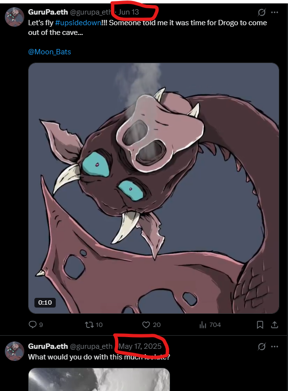 MoonbatsCurse's tweet photo. Hey @gurupa_eth Did you go into hibernation for over a year? Do you think team members @Moon_Bats like YOU should be involved with the project a LITTLE more often? Also would you mint an NFT in which most of the team has been in MIA like you have been? Be honest! @MoonBatsMFC https://t.co/bIoBABquY3