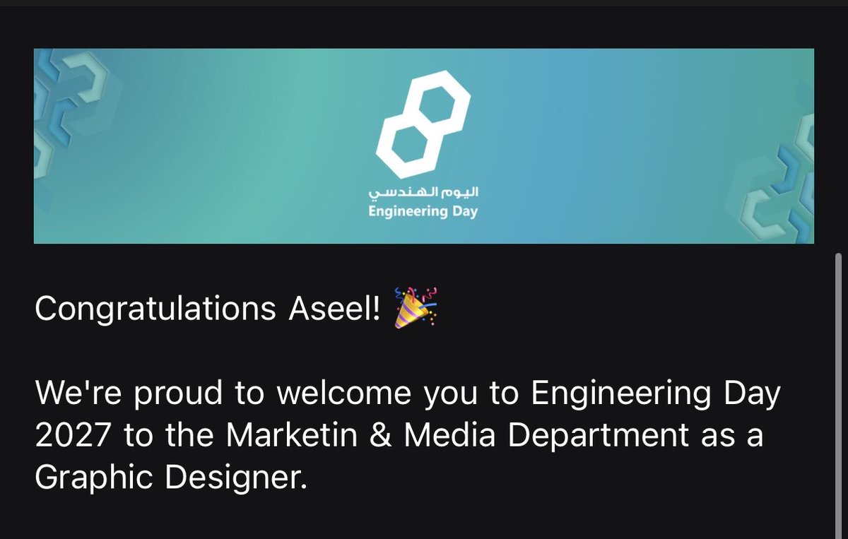 Asee17_'s tweet photo. Starting a new journey with @KauEngDay 🚀
#اليوم_الهندسي_2027 https://t.co/viwW6rLHwD