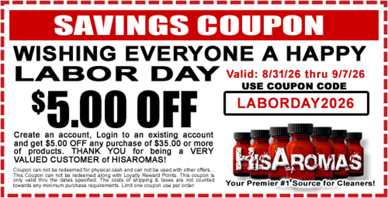 HisAromas's tweet photo. Hurry Get $5.00 OFF - Happy Labor Day Weekend @ https://t.co/wrQ5HRmIsh #HisAromas #Cleaners #Solvent #CleaningProducts #LeatherCleaner #RewardPoints #FASTShipping #BestPrices - Use Coupon Code: LABORDAY2026 https://t.co/H76q3rydBX