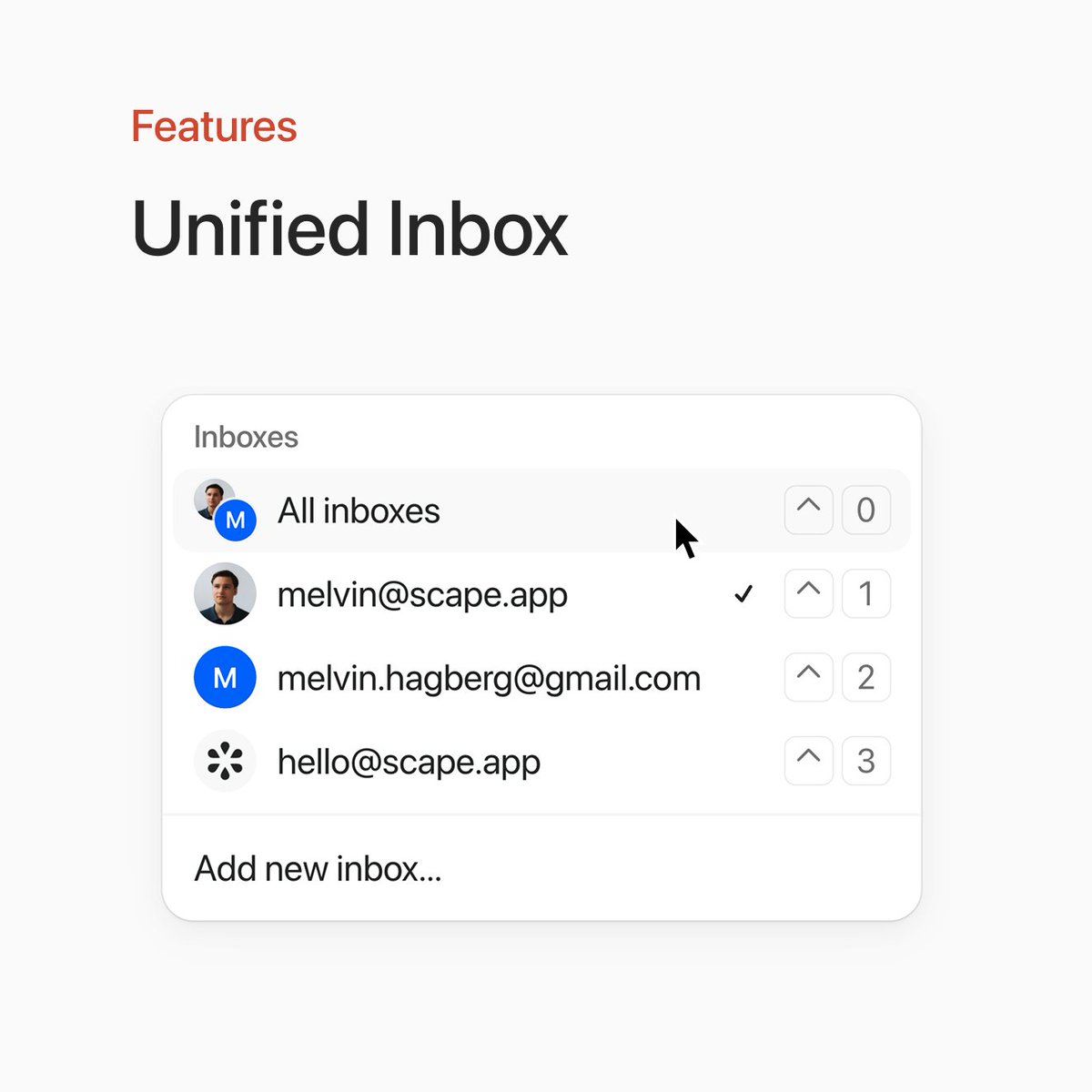 melvinhagberg's tweet photo. Introducing Unified Inbox in Scape: one view for all your email inboxes.

You can now connect multiple email accounts and see all your emails in one place. No more switching between apps or tabs. https://t.co/LRd4w7diOe