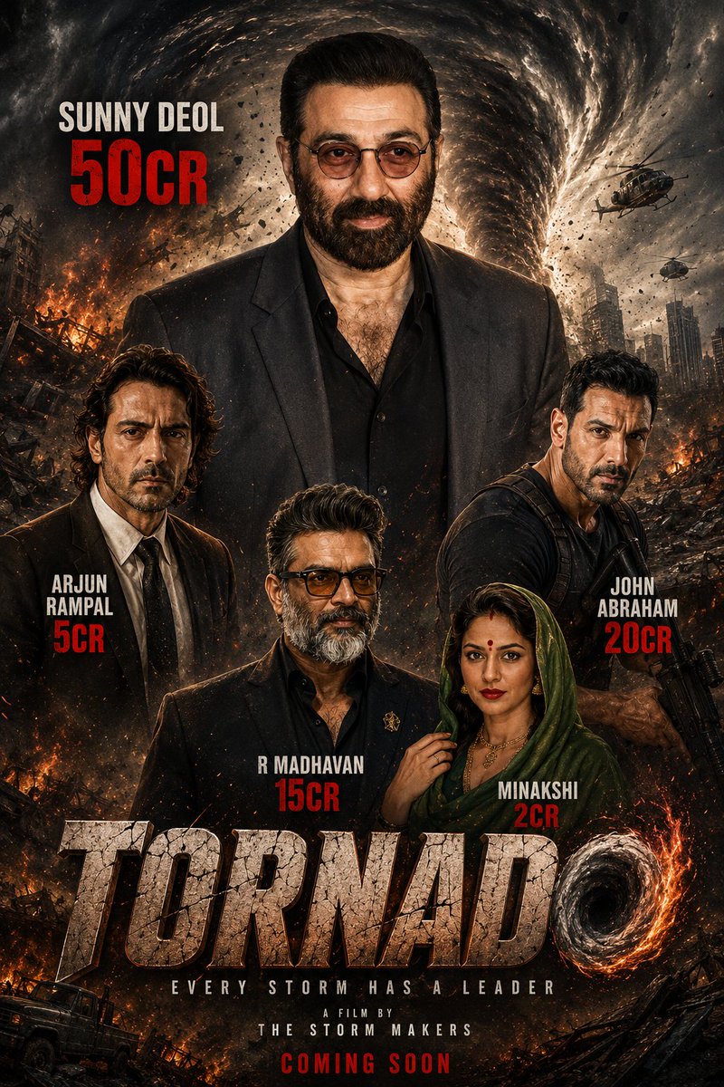 BJP4IAS's tweet photo. My dream cast #TORNADO 
@sunnydeol @arjunrampal https://t.co/ivL82kR472