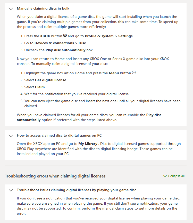 Wario64's tweet photo. Disc to Digital Licensing on XBOX (FAQ) - goes live for Xbox Insiders today https://t.co/Ba7hI5E9rH

-for eligible Xbox One/Series X game discs
-Xbox Play Anywhere is supported
-Multi-disc games only support the 1st disc
-Add-ons on disc may be included for Ultimate Editions/etc https://t.co/UBc77t4tJn