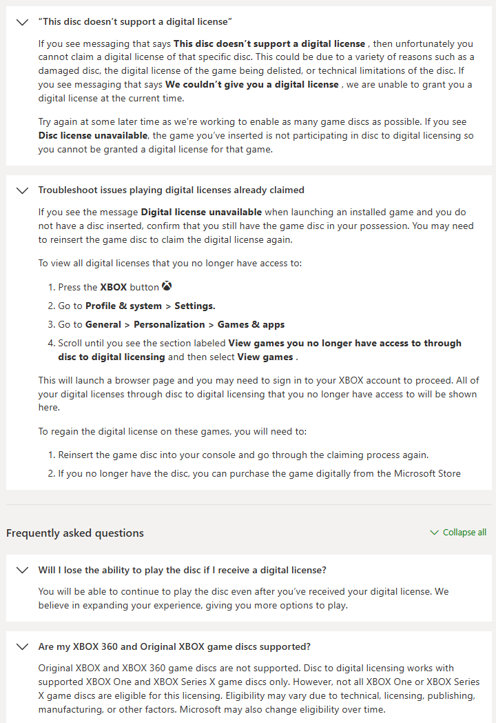Wario64's tweet photo. Disc to Digital Licensing on XBOX (FAQ) - goes live for Xbox Insiders today https://t.co/Ba7hI5E9rH

-for eligible Xbox One/Series X game discs
-Xbox Play Anywhere is supported
-Multi-disc games only support the 1st disc
-Add-ons on disc may be included for Ultimate Editions/etc https://t.co/UBc77t4tJn