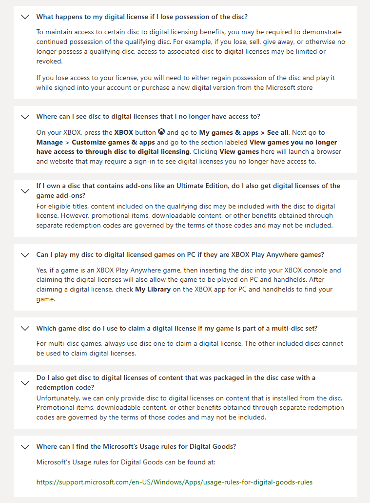 Wario64's tweet photo. Disc to Digital Licensing on XBOX (FAQ) - goes live for Xbox Insiders today https://t.co/Ba7hI5E9rH

-for eligible Xbox One/Series X game discs
-Xbox Play Anywhere is supported
-Multi-disc games only support the 1st disc
-Add-ons on disc may be included for Ultimate Editions/etc https://t.co/UBc77t4tJn