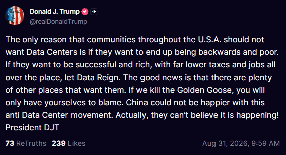 kevinnbass's tweet photo. We already know how not do handle data centers. It's how we handled COVID.

We cannot say, "We are the experts, you will accept data centers you idiots".

Or we will 100% create a Data Center RFK Jr. even if data centers rain manna from heaven.

That's happening right now. https://t.co/PKiAvPS2kT