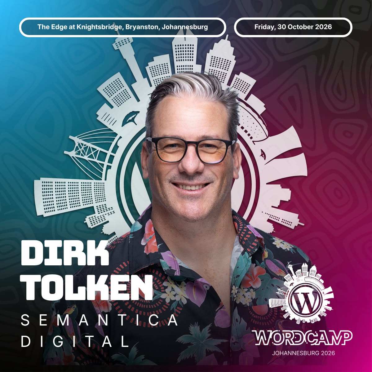 wordcampjoburg's tweet photo. 🎤 Dirk Tolken of Semantica Digital is joining the speaker lineup at #WordCampJoburg 2026!

Learn, connect, and grow with the WordPress community.

🎟️ Tickets: https://t.co/i9CpMoNQrG
#WordCampJoburg #WordPress #Speakerspotlight #WordCamp https://t.co/7mBGYgLuK8