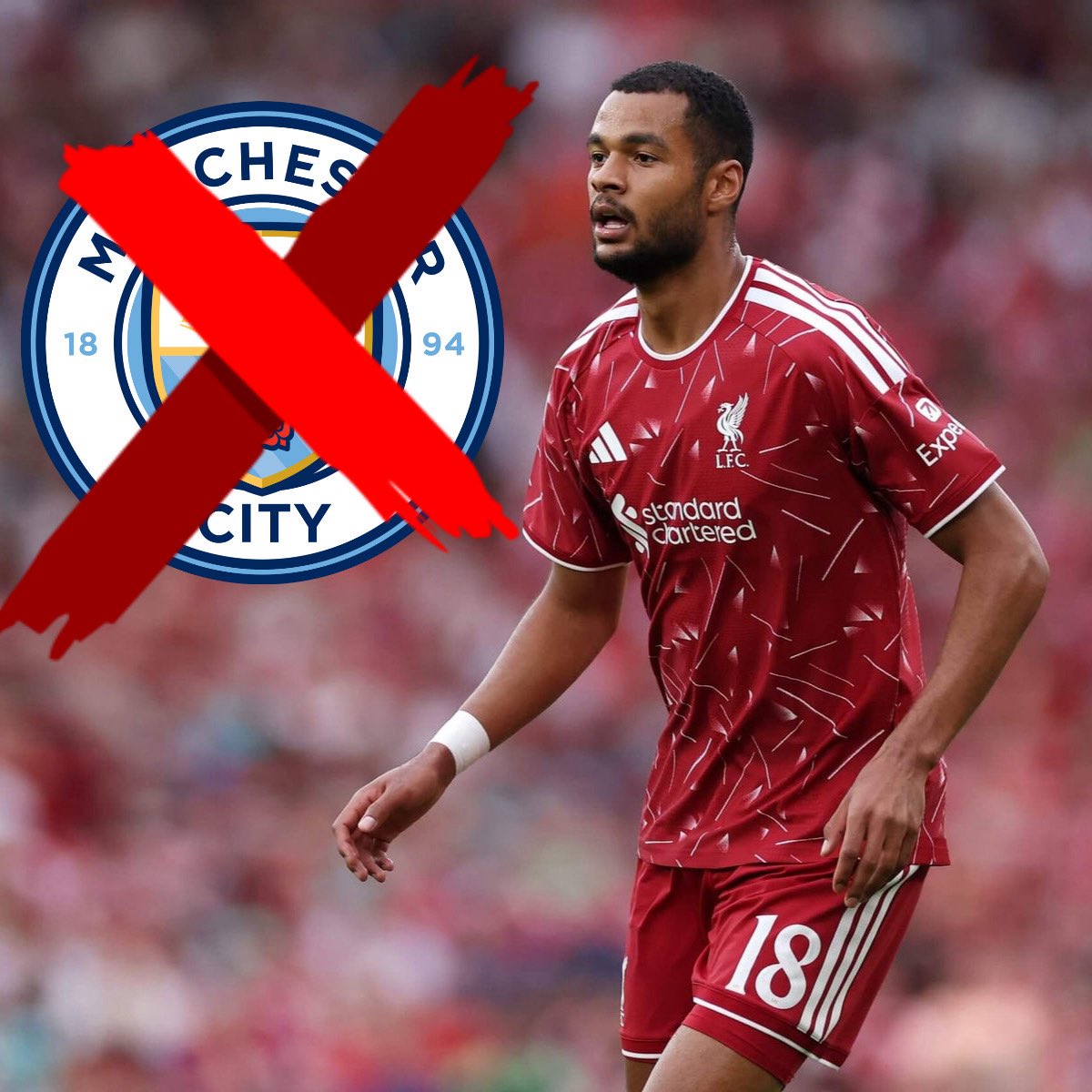 TheCityLine's tweet photo. 🚨💣 BREAKING: Cody Gakpo to Manchester City has fell through! ❌

Liverpool have decided to keep Cody Gakpo after City offered £85m!

Surely this means no Ismailia Sarr for Liverpool now? https://t.co/GX2dWGW7fR