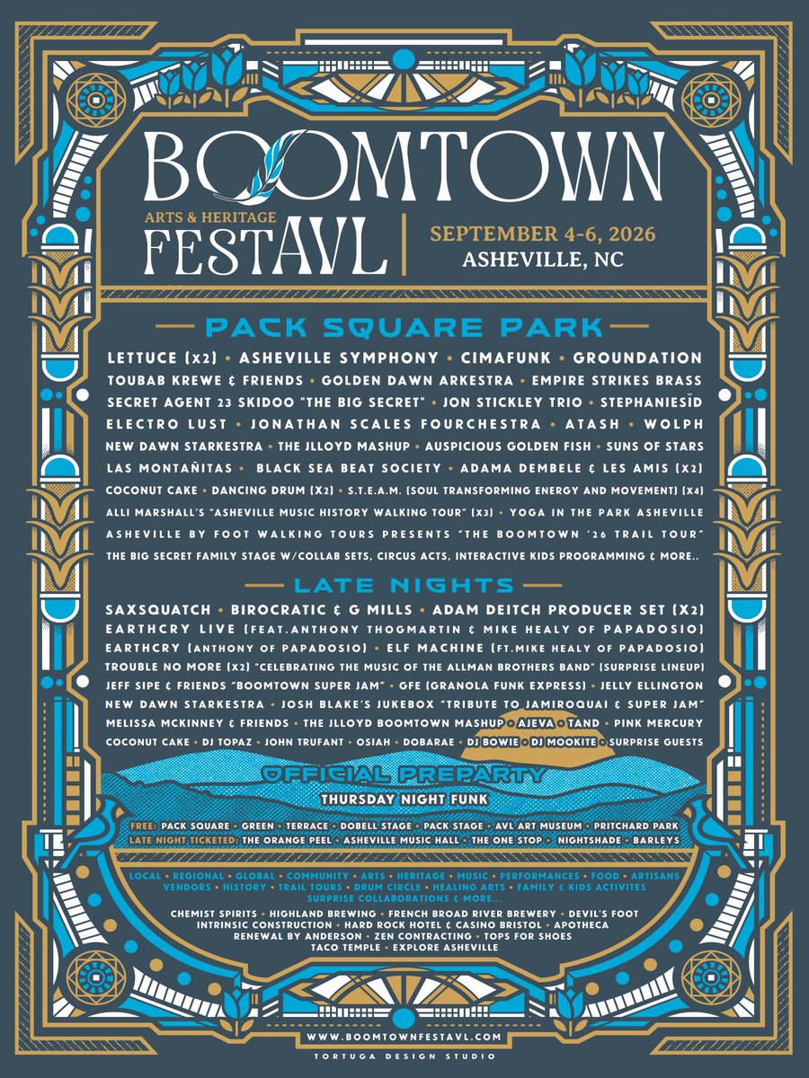 lettucefunk's tweet photo. TWO NIGHTS! TWO SETS! Asheville, NC…we're taking over Boomtown Arts &amp; Heritage FestAVL on September 4th and 5th 🔥🥬 Don't sleep on this one. RSVP at: https://t.co/0oTlD19STc

📸 Sean Brady https://t.co/DnCsCLsEhY