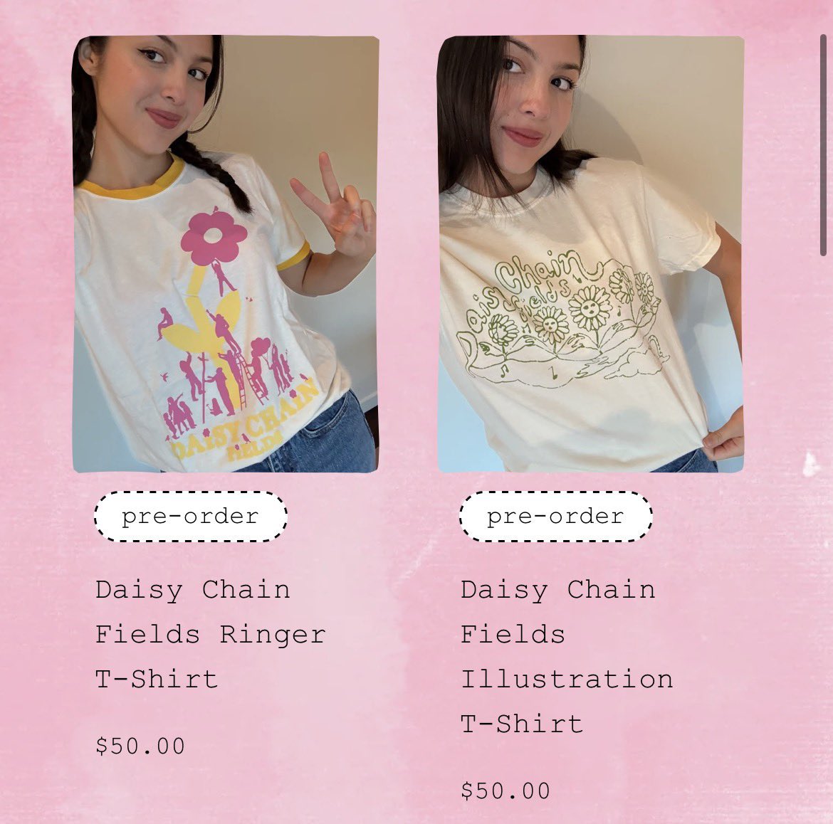 simoes4404's tweet photo. THEY ADDED THE DAISY CHAIN MERCH!!!🌸🩷

#oliviarodrigo #daisychainfield https://t.co/aWrRfDGgmC