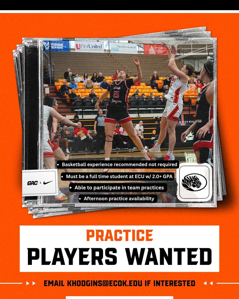ECUTigersWBB's tweet photo. PRACTICE PLAYERS WANTED ⛹️

Interested?? Contact us for more information! 📲 https://t.co/bwRt5d2RFt