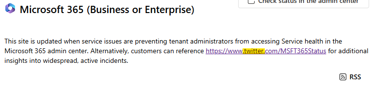 sinteger's tweet photo. @SkipperBlue_ @MSFT365Status 100%. MS364 also appears oblivious to that whole rebranding thing that took place over 3 years ago... https://t.co/dgR86kb5KQ