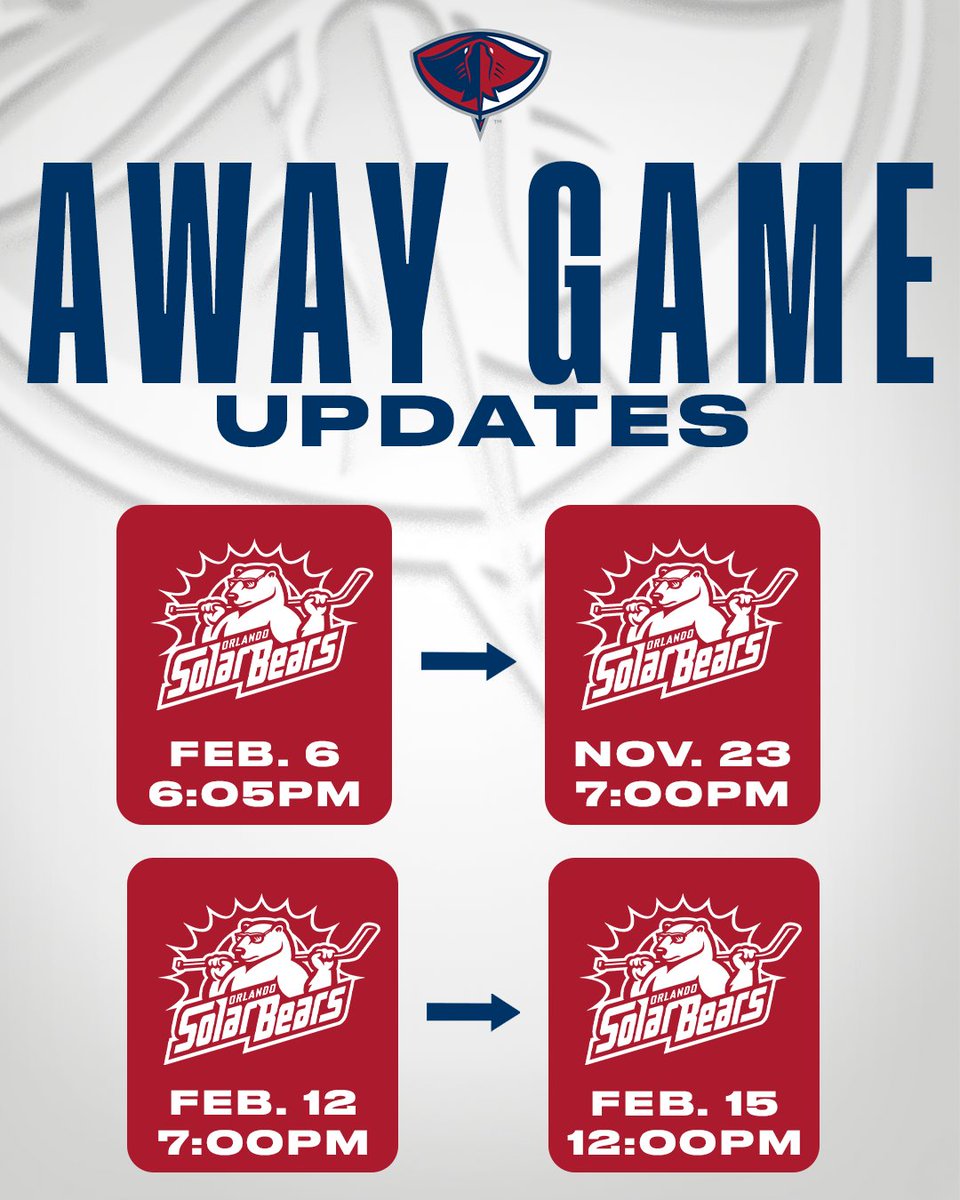 SCStingrays's tweet photo. Hey fans, we have a few updates to our away schedule!🚨

🗞️ Read here for more info: https://t.co/rQ4gKBmgv2 https://t.co/RM9BTUYlZT