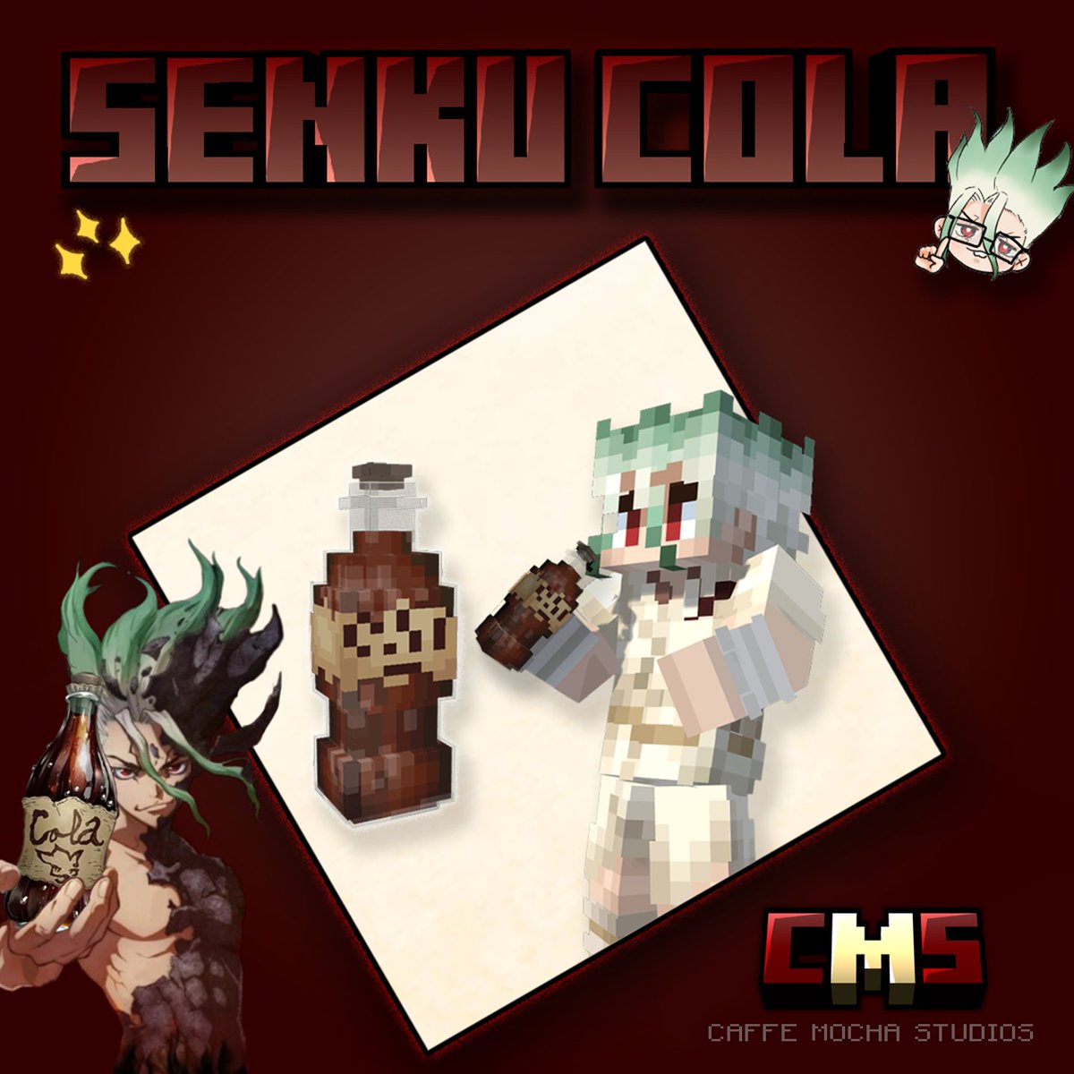 CaffeMochaArt's tweet photo. Would Asagiri Gen be Impressed? 
What do you think @Boichi_Bo1?
 
#Drstone #Minecraft #fanart #Senkucolaㅤㅤㅤㅤ https://t.co/Qv3ktXCYhV