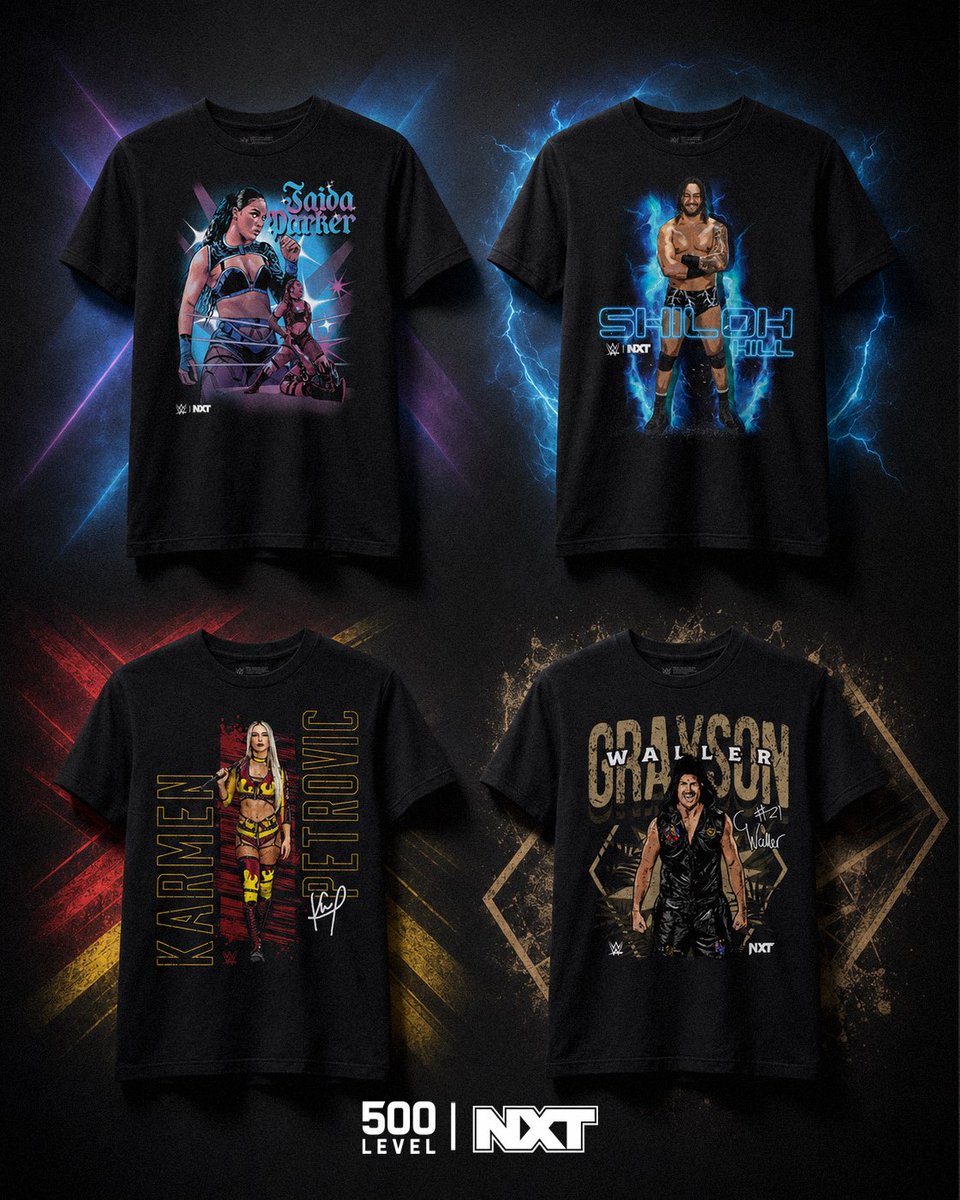 500LEVEL's tweet photo. Invest in the future of the business. 🔥 Rep the next generation of WWE Superstars with the latest NXT collection, available now at https://t.co/rDRE5j9N6K.

#LiveLikeaLegend https://t.co/D1qgo2HK9B