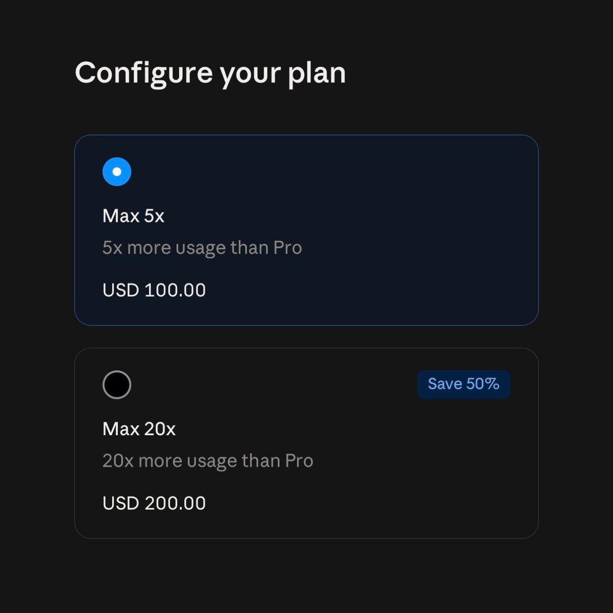 IntCyberDigest's tweet photo. Anthropic has been misleading people with the Max plans: it has been advertising the $200 plan as 20x and the $100 plan as 5x. You'd expect to get 4 times more usage with those figures, but it turns out it's only 1.7x.
 
You pay twice the price, for 1.7x the usage. And yet they've literally been marketing it as if you're saving 50% (see screenshot below).

The usage figures Anthropic gave in July 2025 were 140–280 Sonnet hours at 5x and 240–480 at 20x.

Turns out that multiplier only covers the daily 5-hour session window. So in the end, if you take weekly cap into account, you pay more per hour with the 20x than with the 5x.