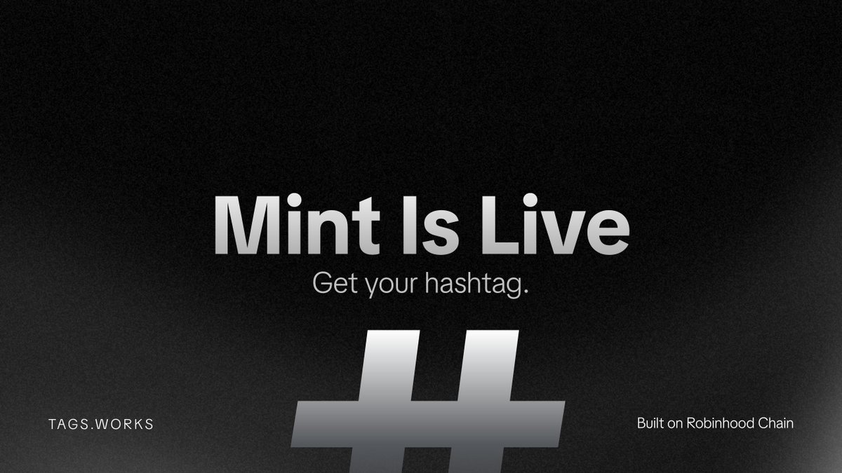 mintTAGS's tweet photo. Hashtag minting is open.

Pick yours and start earning from how much it gets used.
https://t.co/fI9SnHwA6s https://t.co/rQo2XlFImW