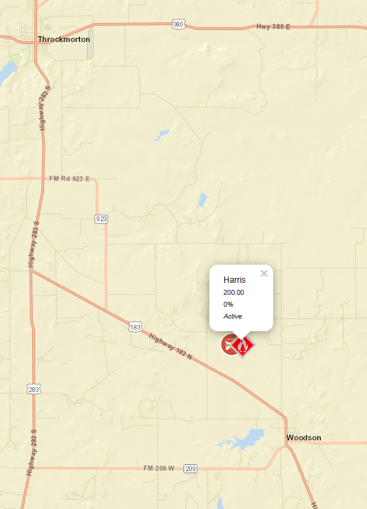 AllHazardsTFS's tweet photo. Alert: Texas A&amp;M Forest Service is responding to a request for assistance in Throckmorton County on the #HarrisFire. The fire is an estimated 200 acres and 0% contained. #txfire https://t.co/LiowA2eYf3
