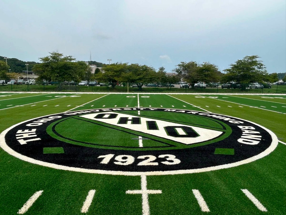 FieldTurf's tweet photo. For the first time since its inception in 1923, the @ohiou Marching 110 has its own dedicated practice field! 🥁 We’re proud that @FieldTurf was trusted to provide the #artificialturf for Hurley Field, a historic facility befitting the 'Most Exciting Band in the Land'🎺 

The Marching 110 was also recently voted as the nation’s Best College Marching Band in the 2026 USA TODAY Sports Readers’ Choice Awards 🏆 Huge congratulations to the band as its members prepare for the season ahead and start a new chapter in its rich history!

Read more: https://t.co/ZwiAfxHqar

#ChangeTheGame #OhioUniversity #Marching110 #MarchingBand #SyntheticTurf #SportsConstruction