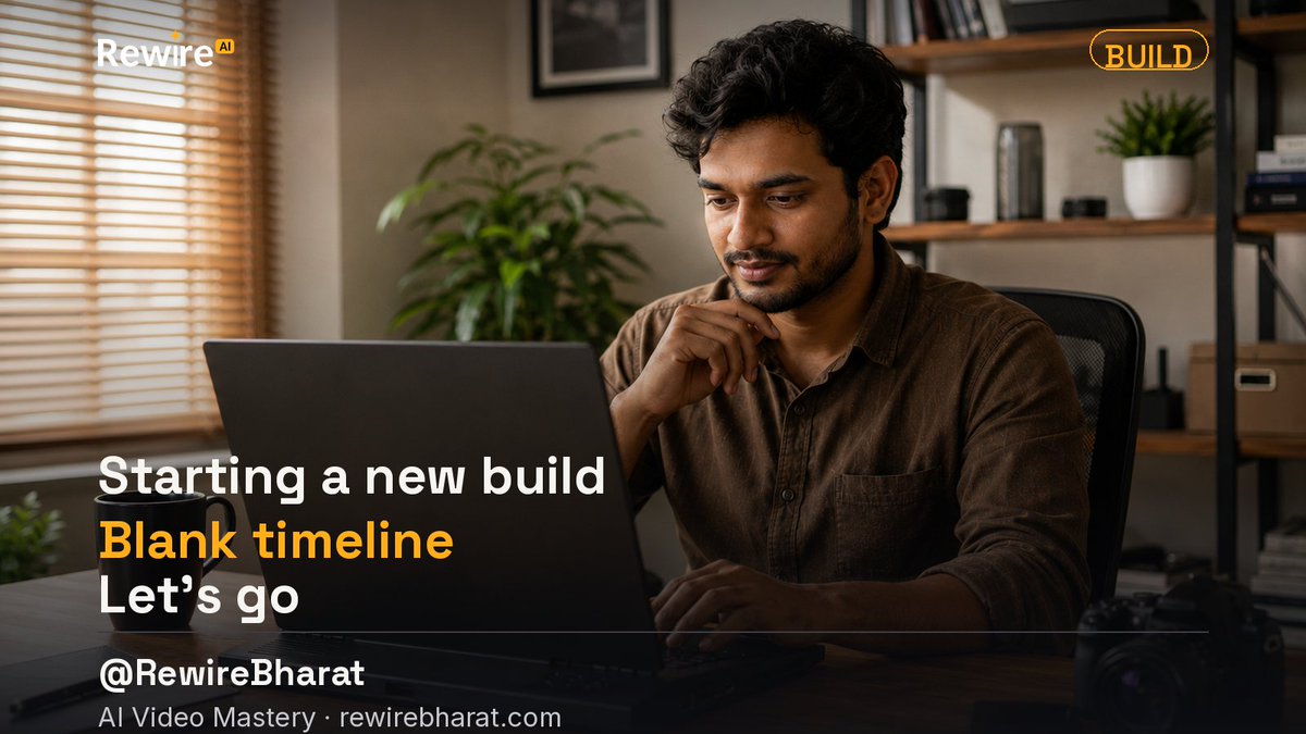 RewireBharat's tweet photo. New build starting today, blank timeline, no shortcuts yet
We're documenting every step this week, good and messy
First frame goes up tomorrow

#AIVideoMastery #BuildInPublic #AITools #ContentCreation #RewireBharat https://t.co/5Ms1YL63qd