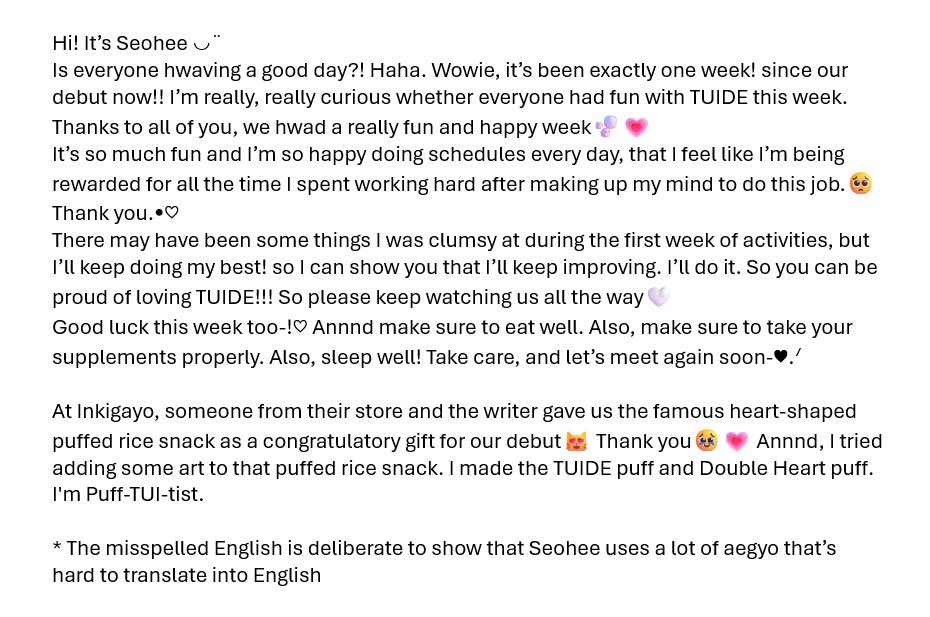 TranslateTuide's tweet photo. 🪐 • WEVERSE post 260830 — #SEOHEE 

🐣: caption in photo

#SEOHEE #서희 #TUIDE #튜이드 https://t.co/B6tdcvWNtv