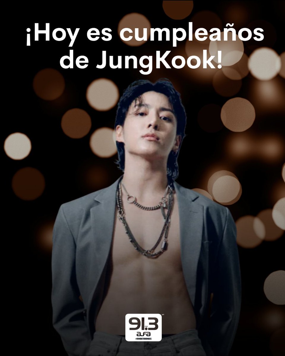 alfa913fm's tweet photo. 🎉💜 ¡Hoy es cumpleaños de #Jungkook! 🎂✨

El Golden Maknae de BTS sigue conquistando al mundo con su voz, talento y energía única. 🌟🎶

🎧 ¿Cuál es tu canción favorita de Jungkook? 👇

#HappyBirthdayJungkook #BTS #ARMY #Alfa913 https://t.co/3QkrU7eYNu