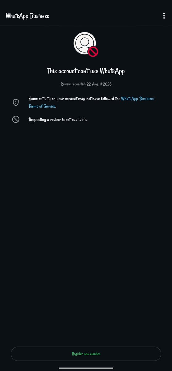 princeeebrahim's tweet photo. @whatsappforbiz @WhatsAppBiz Please help. My Business account +2348033255477 banned since 22 Aug 2026. 
Day 9, still "Review requested". Submitted 2 forms + got only auto-replies. 
Ticket: 2636535463469515. First offense. Critical for my Abuja business. 
Can a human please review? https://t.co/HkQ4xBbDdb