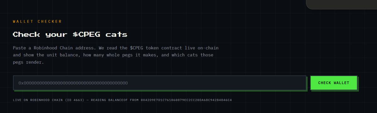 cPEGv4's tweet photo. Checker is now LIVE 🐈

Check your cPEG NFTs on https://t.co/bTUcrGMmJA https://t.co/NrIKBmNhVo