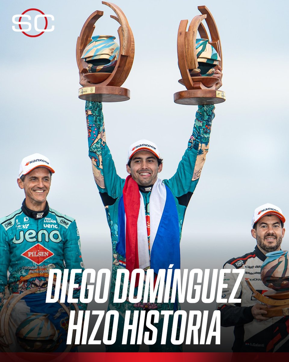 SC_ESPN's tweet photo. ¡HISTÓRICO TRIUNFO DE DIEGO DOMÍNGUEZ! El piloto se convirtió en el primer paraguayo en ganar una prueba del Campeonato Mundial de Rally ¡en su propio país! tras consagrarse en la categoría WRC2 en el Rally de Paraguay. https://t.co/5HpiEIpDbt