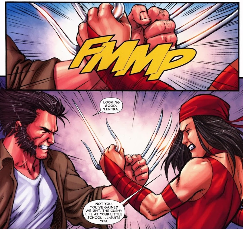 sniktposting's tweet photo. today's snikt and our honorary snikt, the coolest woman in the world.. logan and elektra natchios <3 the bestest of buddies https://t.co/8xjBgw0aUE