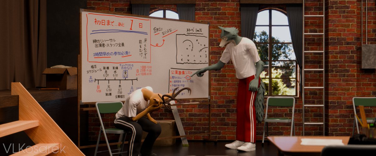 VLKosarek's tweet photo. Crunch Time
Scene from 2025 finally rendered

Legoshi and Louis models by @Enticiaa 
#BEASTARS #furry #furryartㅤㅤㅤ https://t.co/KN9Tkjx6Qg