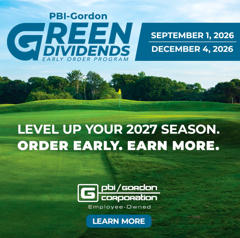 PBIGordonTurf's tweet photo. Level up your 2027 season! Start saving now with our Green Dividends Early Order Program through December 4th, 2026.