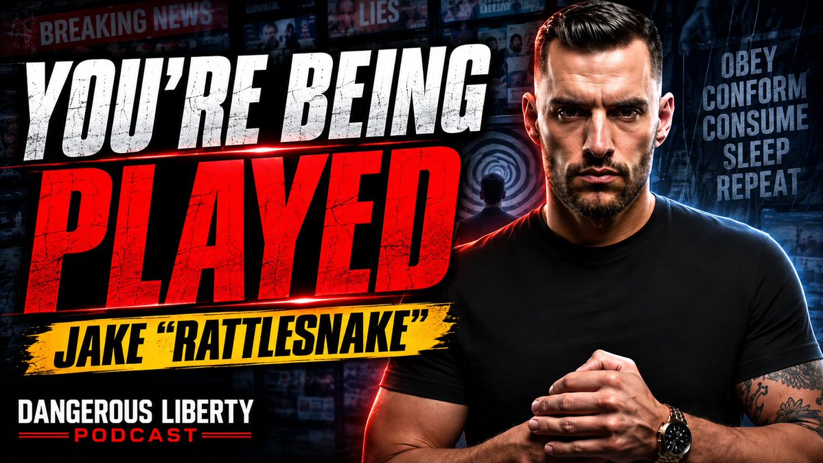 JennTheProducer's tweet photo. 🚨 TONIGHT — 8 PM ET On DANGEROUS LIBERTY🚨

YOU’RE BEING PLAYED.

When did we stop thinking for ourselves?

Tonight, Jake “Rattlesnake” @jakerattlesnk joins Gary Melton @paramounttactcl on Dangerous Liberty for a conversation about one of the most dangerous things happening in America:

🧠 Logic replaced by emotion
🔥 Politics replaced by tribalism
📺 Narratives accepted without question
🐍 And a culture that tells you WHAT to think instead of HOW to think

Jake has traveled the world — from documenting Cambodia’s Killing Fields to interviewing nationalist movements across Europe — and tonight we’re getting into what he’s seen, what history teaches us, and why Americans need to start THINKING again.

You don’t have to agree with us.
In fact, that’s the point.

🔥 THINK. QUESTION. CHALLENGE.

⏰ LIVE TONIGHT | 8 PM ET
▶️ WATCH: https://t.co/bqbRyFEXmJ

#DangerousLiberty #Politics #CriticalThinking