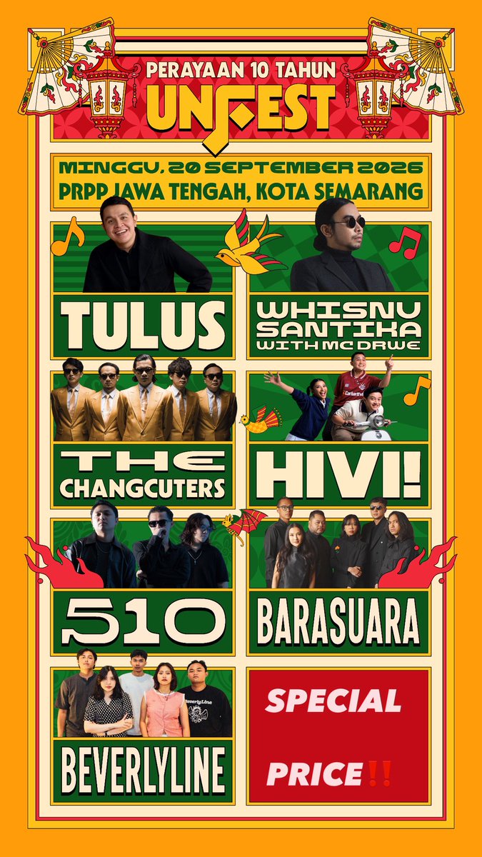 roullyv's tweet photo. WTS // DIJUAL 
🎟️ TIKET FISIK REGULAR UNFEST 10
 
HARGA?? MURAAAHH‼️

SIAAP COD SEMARANG SEKITARNYA!!

ADA BUNDLEE FREE 1 TIKET JUGAA YA!!
#unnes #unfest #konser #konsersemarang #hivi #changcuters #whisnushantika #tulus https://t.co/b6rRBZlfXw
