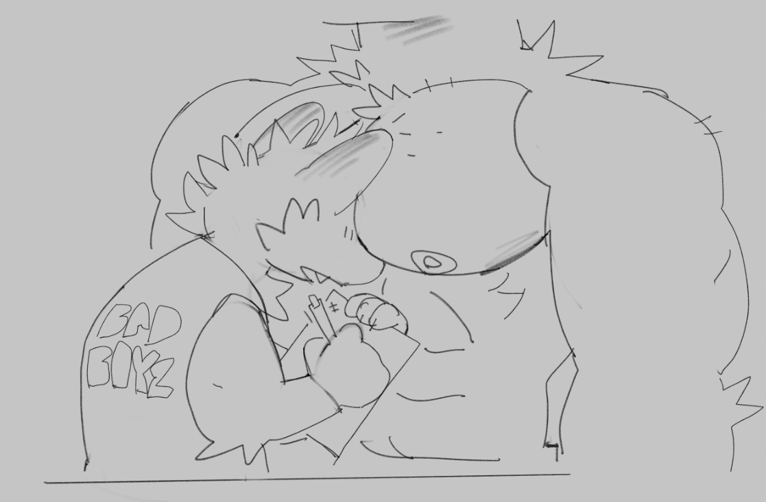 Immaskunk's tweet photo. me whenever I zoom in to draw the pecs' details https://t.co/AIuNJQoenV
