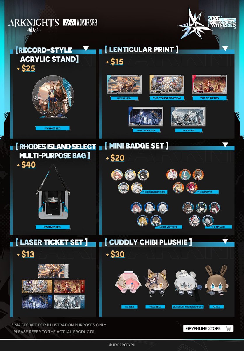 GLStore_EN's tweet photo. Arknights Ambience Synesthesia 2026 theme merch is on #GRYPHLINESTORE now!

Pre-orders are open.
Pre-order link: https://t.co/Wnl6IlmKgI

Follow and repost before Sep. 22! 5 lucky winners will each receive one random Access Pass as a reward. #Arknights https://t.co/tcTevL8dRQ