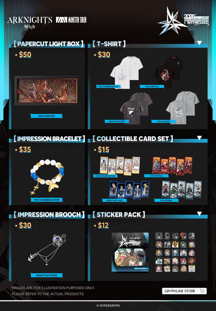 GLStore_EN's tweet photo. Arknights Ambience Synesthesia 2026 theme merch is on #GRYPHLINESTORE now!

Pre-orders are open.
Pre-order link: https://t.co/Wnl6IlmKgI

Follow and repost before Sep. 22! 5 lucky winners will each receive one random Access Pass as a reward. #Arknights https://t.co/tcTevL8dRQ