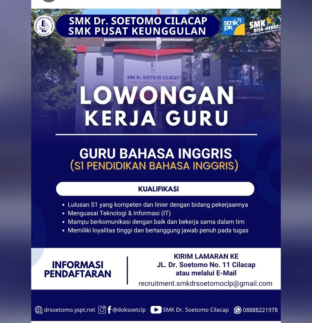 Lokerdosenguru's tweet photo. Loker Guru

#lokerdosen
#LowonganPekerjaan
#lowongankerjadosen
#lowongankerjaguru
#lokerguru https://t.co/nRtey0DRLX