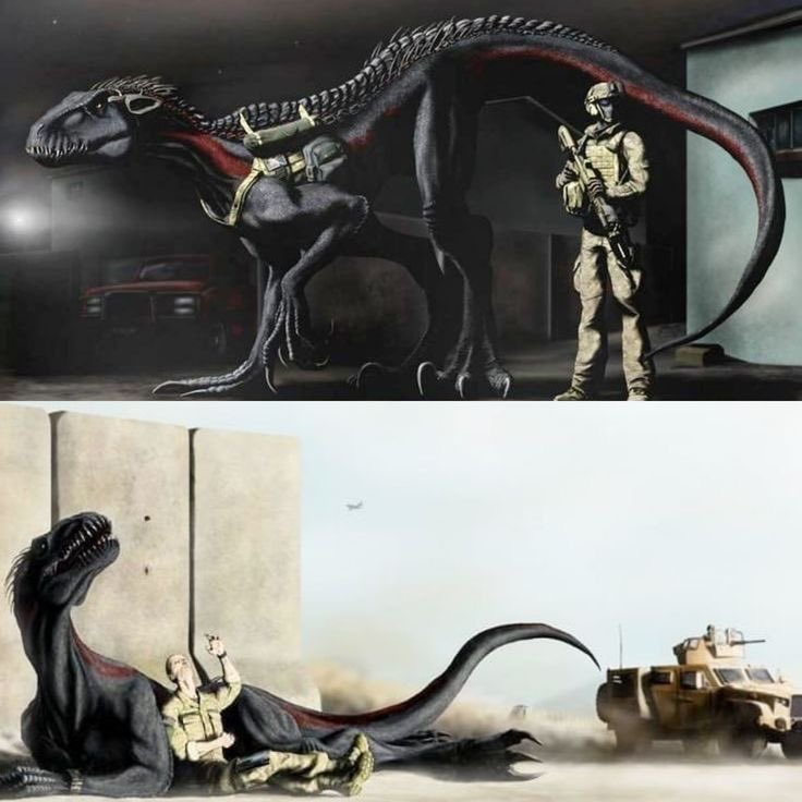pmamtraveller's tweet photo. Militarized Indoraptor by artist RandomAsRandom https://t.co/Qiaivc2yXD