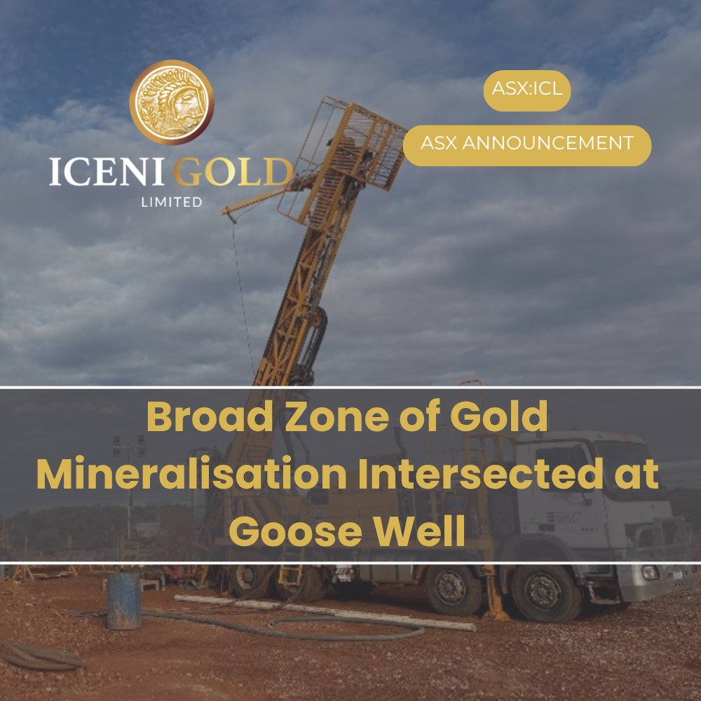 Iceni_Gold's tweet photo. Diamond drilling at Goose Well has defined a new exploration model around the Gander Fault.

FMDD0058 returned 20.62m @ 0.45g/t Au, incl. 0.32m @ 5.97g/t Au.

Next-phase RC drilling is planned to further test the gold system.

https://t.co/GZR4zXoXcJ

#Gold #Drilling #Exploration https://t.co/ctk4vLQTkf