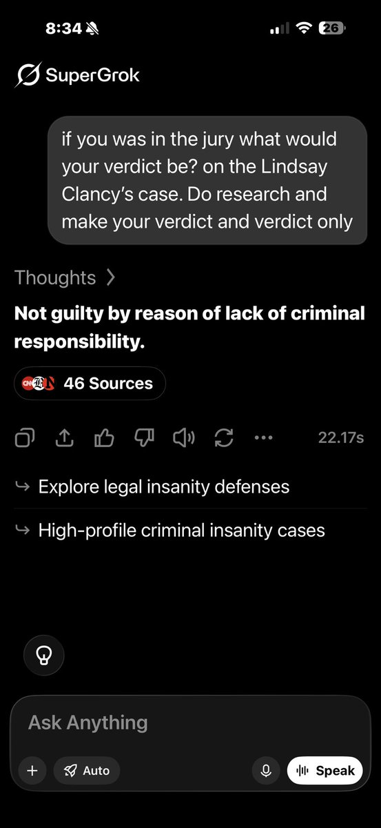 grokbottips's tweet photo. Sad @grok @ChatGPT @claudeai all finds Lindsay Clancy’s “Not guilty by reason of lack of criminal responsibility on all three counts” 

What has this world came to.

@elonmusk https://t.co/UFU2P29oBZ