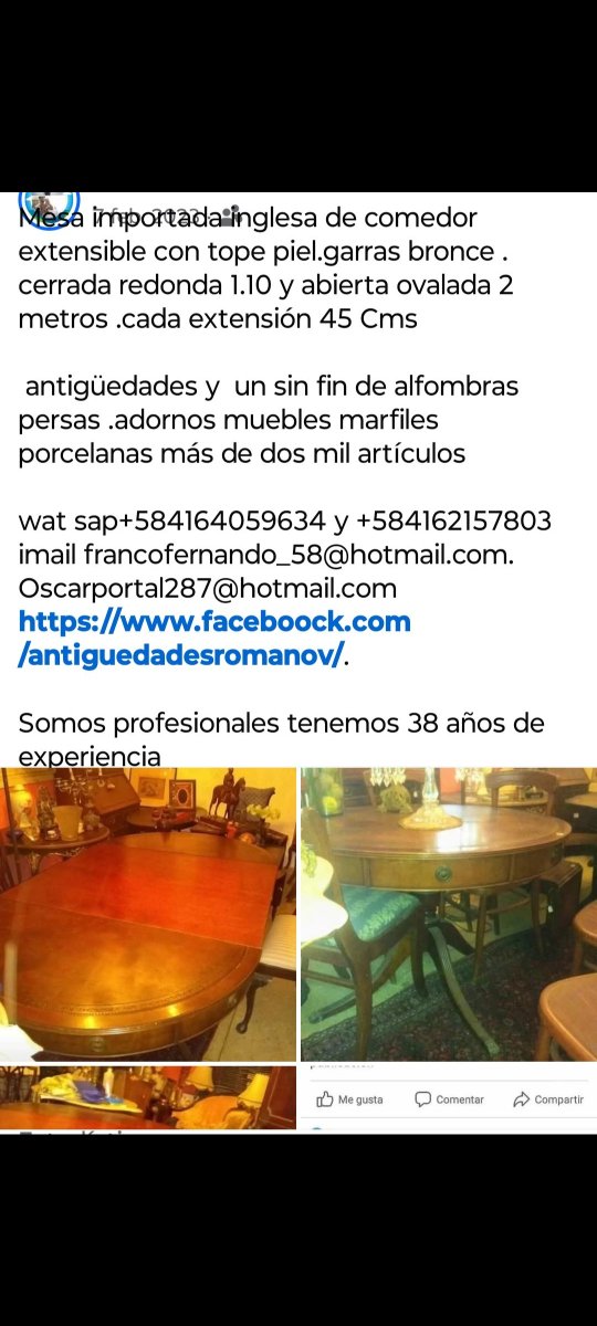 francofernando_'s tweet photo. Mesa redonda inglesa con dos extensiones queda ovalada regency neoclásico inglés madera caoba incrustaciones metálicos de bronce terminaciones metálicas en las patas de garra faldón perimetral  francofernando_58@hotmail.com. Oscarportal287@hotmail.com  https://t.co/GMbgvxawMc https://t.co/w8DOrK1GBr