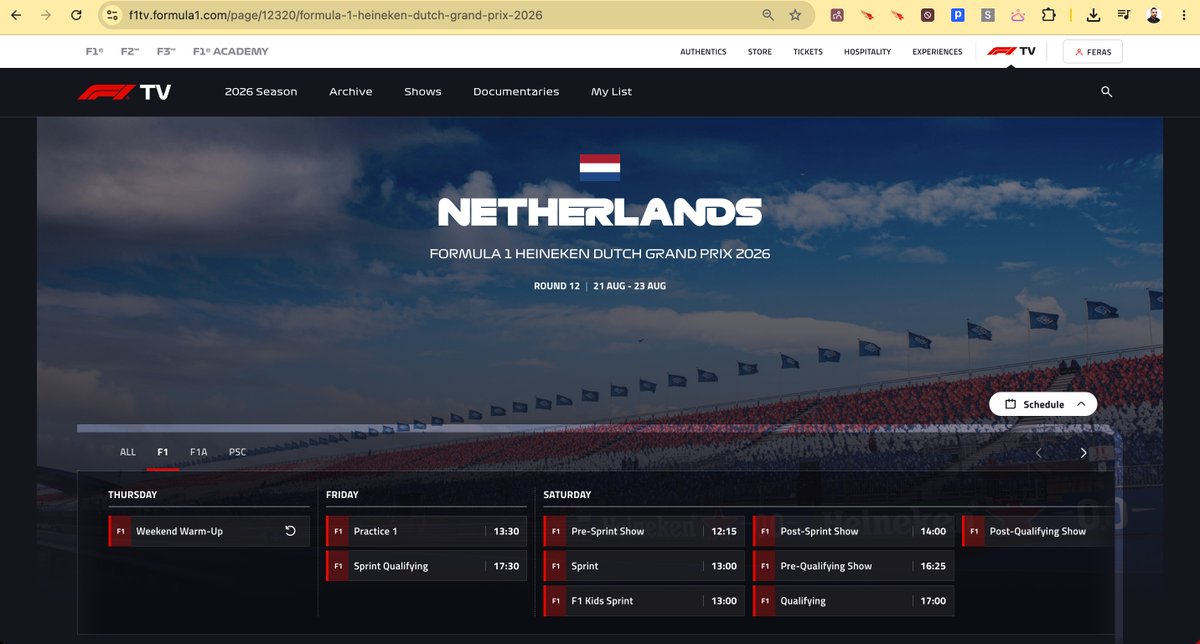 TylerConca13's tweet photo. Race weekend is here! Excited to watch the 2026 Dutch Grand Prix at Zandvoort and see Max Verstappen and Oracle Red Bull Racing tackle one of F1’s most thrilling circuits. With the Sprint format, every lap, strategy call, and split-second decision https://t.co/UVdiawnFri