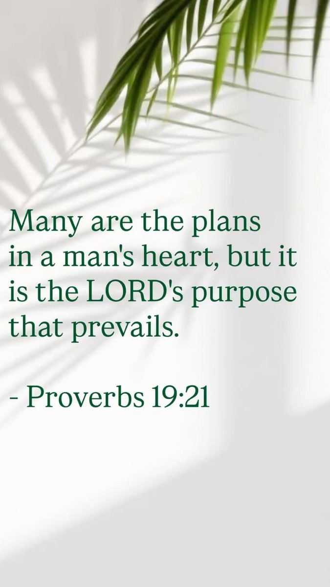 YzaPurelyATIN23's tweet photo. [Verse Of The Day]
"Many are the plans in man's heart but it is the Lord's purpose that prevails." (Proverbs 19:21)

~"Sometimes God's 'No' is protecting a greater 'Yes."

A closed door is not always a rejection; but sometimes it is God's divine redirection."

Trust God even when your plan changes.

~Self,
Not your will but always God's will to be done.