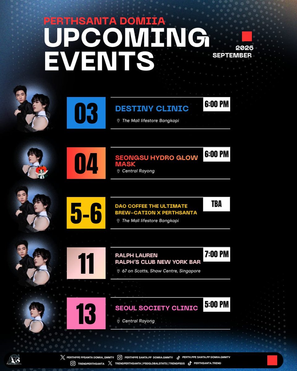 TrendPerthSanta's tweet photo. SEPTEMBER 2026 |
PERTHSANTA DOMIIA SCHEDULE

A new month filled with love, work and exciting moments!
Let's support our boys all the way!  🖤🤍❤️ 

#PerthTanapon #Santapp #DOMIIA
#PerthSanta  #เพิร์ธแซนต้า https://t.co/QOjJxUbIuv