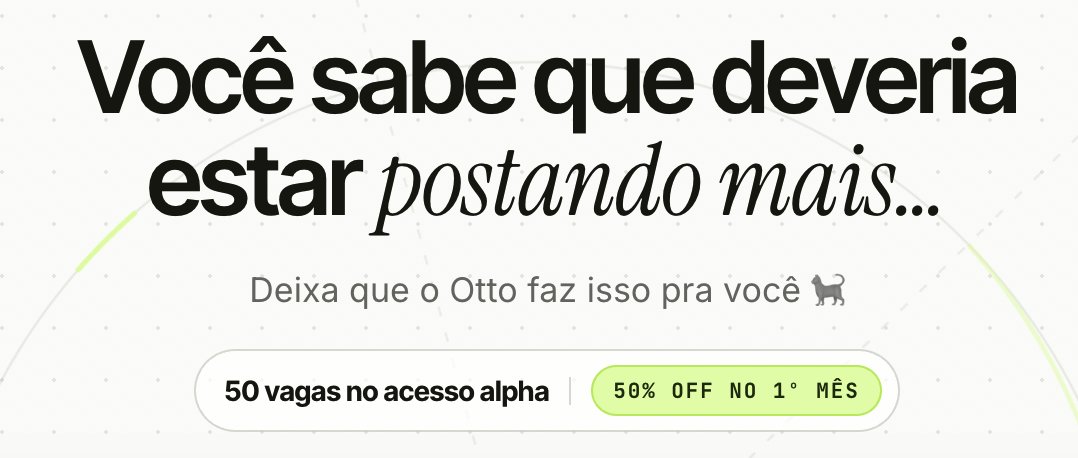 devjuninho's tweet photo. amanhã é o dia oficial do @ottodoti 

todo mundo sabe que deveria estar postando mais no X e no LinkedIn, mas passa o dia no corre e a timeline fica às moscas

o Otto resolve isso na tua própria voz, sem parecer robô

vamos liberar só 50 VAGAS pro alpha com 50% OFF no primeiro mês

se tu quer garantir acesso antecipado antes de esgotar:

comenta OTTO 👇🏻